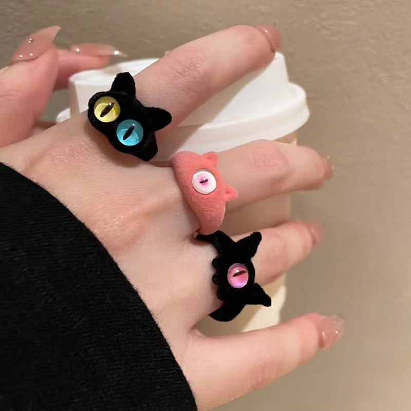 Colorful stuffed little monster ring