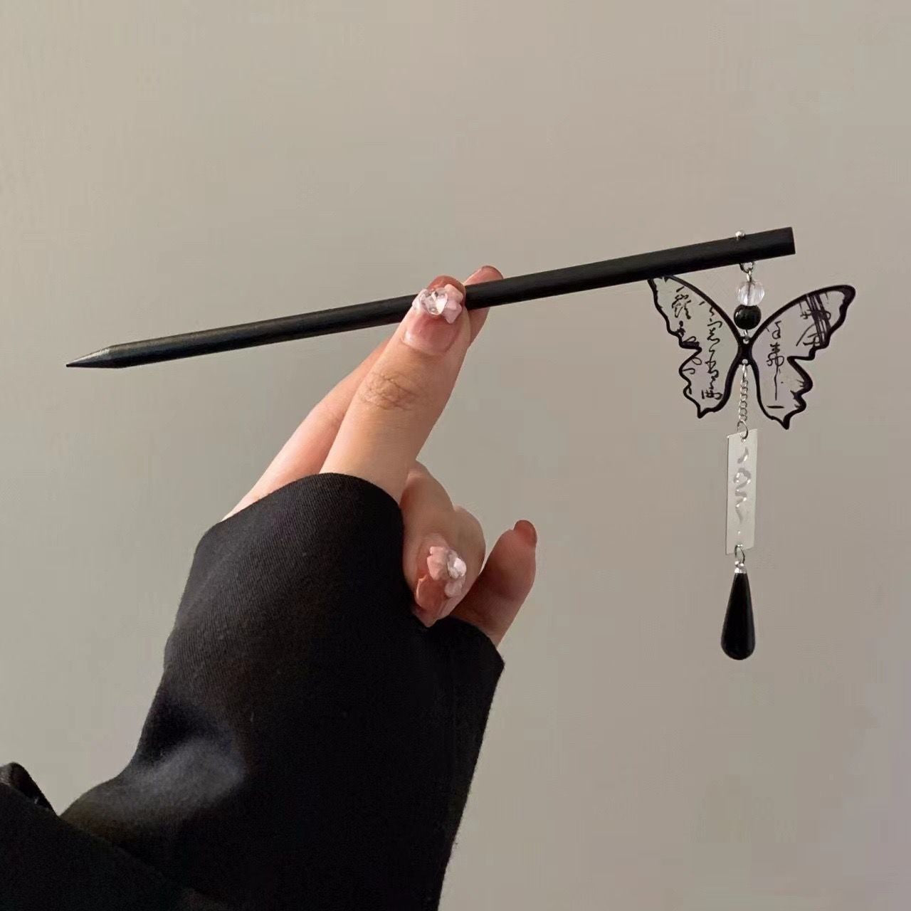 Black butterfly hairpin