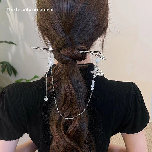 Butterfly chain fringe hairpin