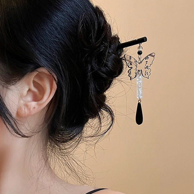 Black butterfly hairpin