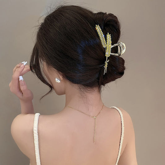 Golden diamond grass hair claw clip