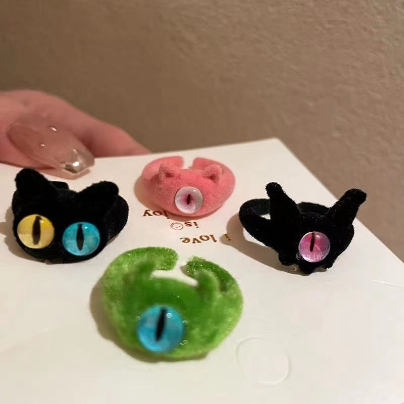 Colorful stuffed little monster ring