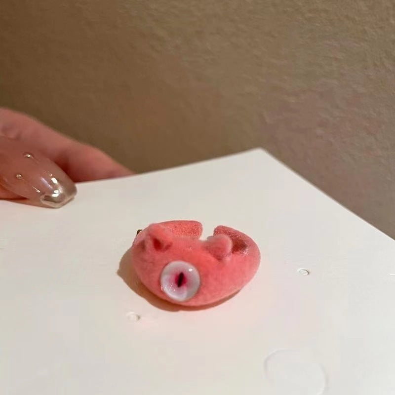 Colorful stuffed little monster ring