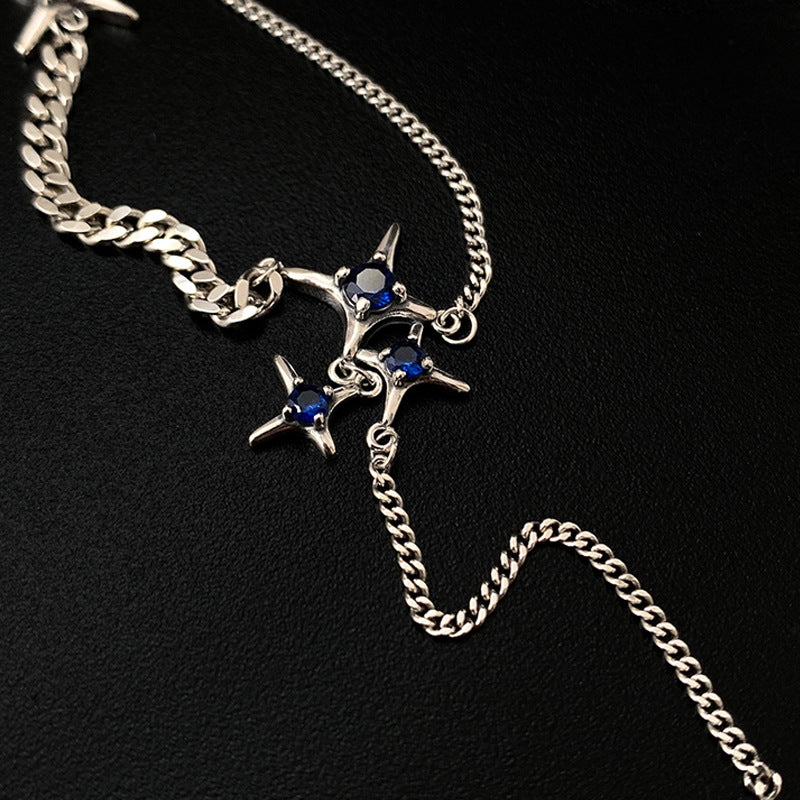 Blue diamond Stars Silver necklace